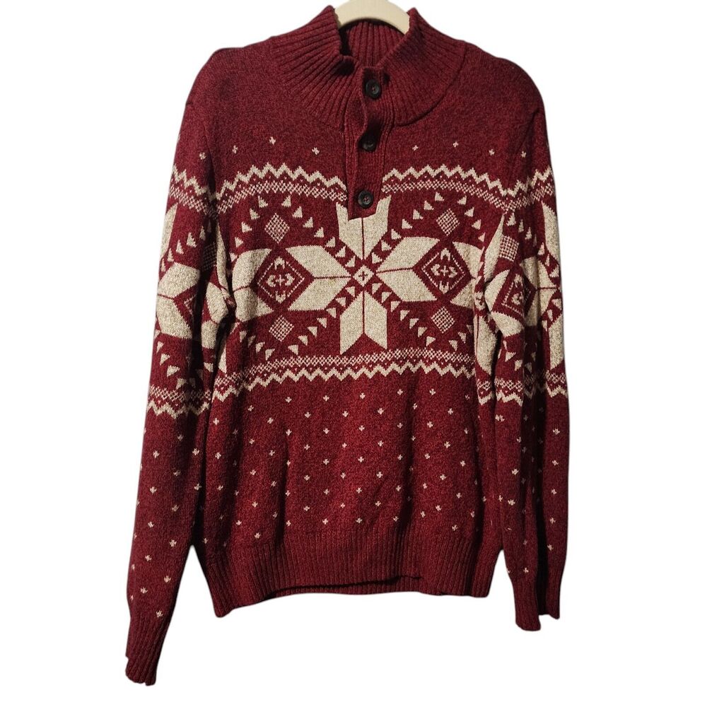 American Eagle Fair Isle Red Sweater Womens Sz Small/PiPullover Long Sleeve
